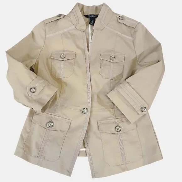 WHITE HOUSE BLACK MARKET Golden Tan Jacket with Satin & Button Details - Picture 1 of 11